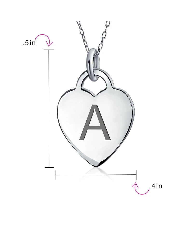 Bling Jewelry Tiny Minimalist Heart Shape A-z Initial Pendant Necklace Sterling Silver