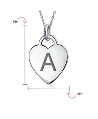 Bling Jewelry Tiny Minimalist Heart Shape A-z Initial Pendant Necklace Sterling Silver