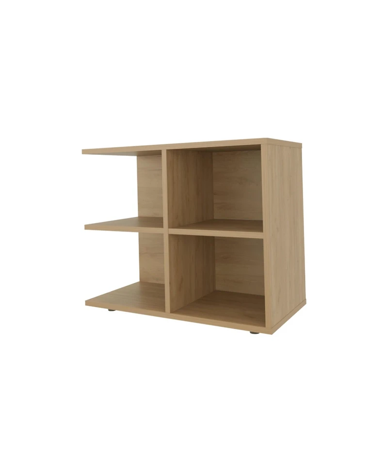 Fm Furniture Angus Side Table with Open Storage and 4 Shelves, Natural Oak