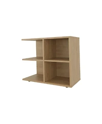 Fm Furniture Angus Side Table with Open Storage and 4 Shelves, Natural Oak