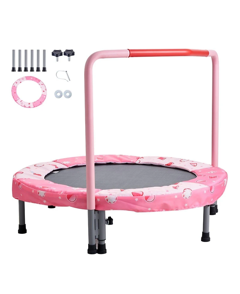 Sugift 36" Kids Trampoline Foldable Indoor Outdoor Mini Trampoline with Handle Red