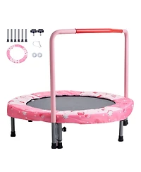 Sugift 36" Kids Trampoline Foldable Indoor Outdoor Mini Trampoline with Handle Red
