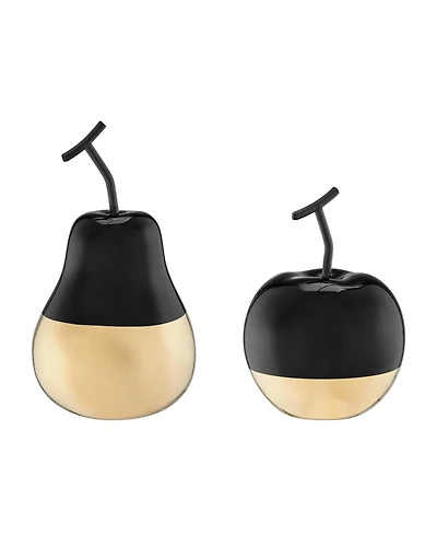 Danya B Vost Dipped Fruit Ceramic Sculpture Set of 2 - Black/Gold
