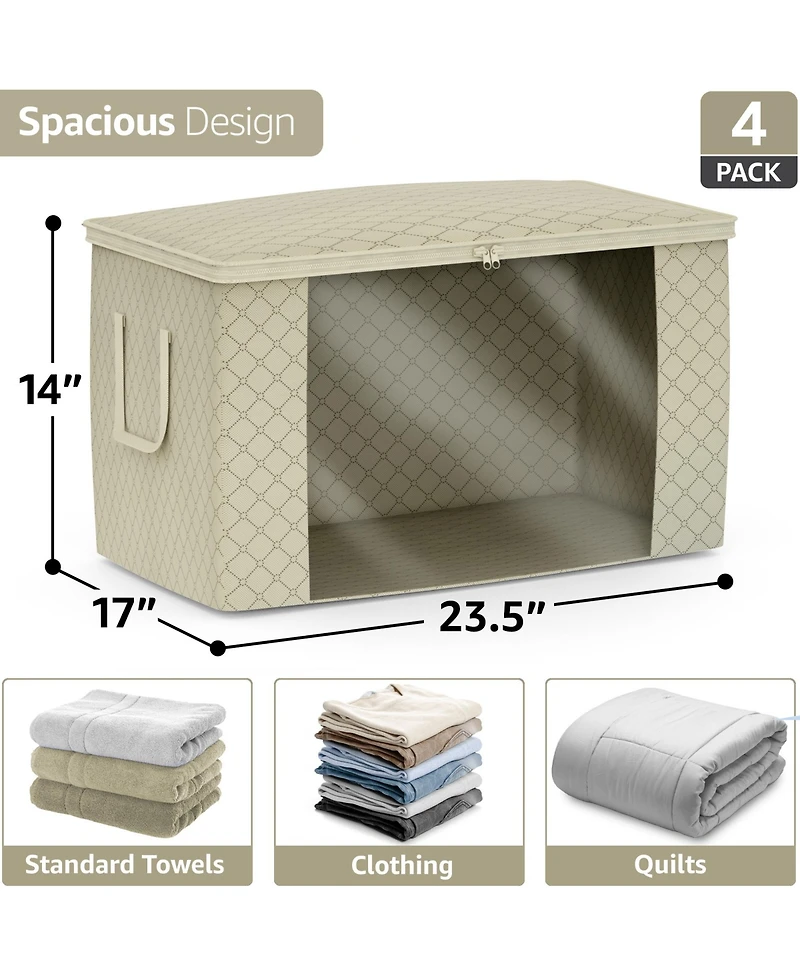 Sorbus Foldable Storage Bag Organizers, Large Clear Window & Carry Handles, Great for Clothes, Blankets and Closets