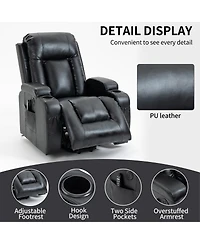 Maison Boucle Faux Leather Power Lift Recliner for Elderly with Massage & Heat, Infinite Position Chair Usb, Cup Holders, Heavy-Duty Base