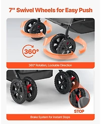 Cozito 4-Wheel Pet Stroller with Reversible Handle, Holds up to 44 lbs