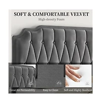 Yaheetech Upholstered Bed Frame with Wooden Slat Support