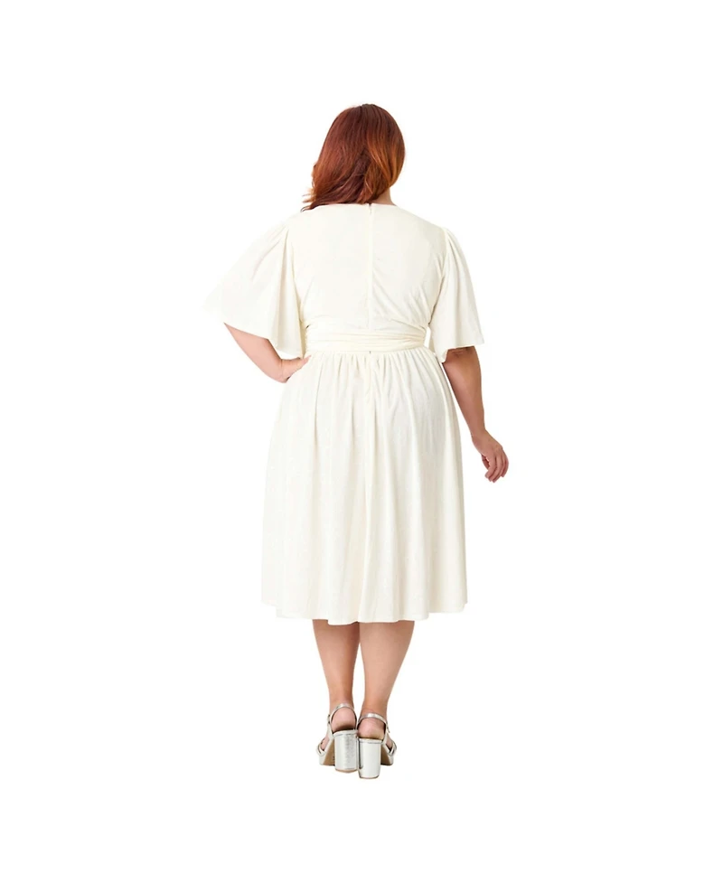 Unique Vintage Plus 1940s Velvet Flutter Sleeve Swing Dress