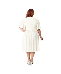 Unique Vintage Plus 1940s Velvet Flutter Sleeve Swing Dress