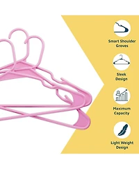 Lifemaster pink plastic hangers with nonslip grooves and spacesaving design, hold up to 5 lbs ideal for clothes, dresses & coats pack of 120.