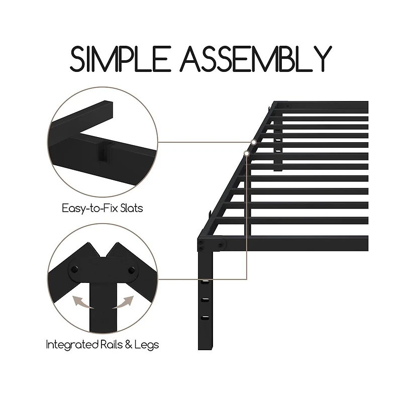 Yaheetech Metal Platform Bed Frame with Heavy Duty Steel Slat Support / Non-slip Mattress Foundation / No Box Spring Needed