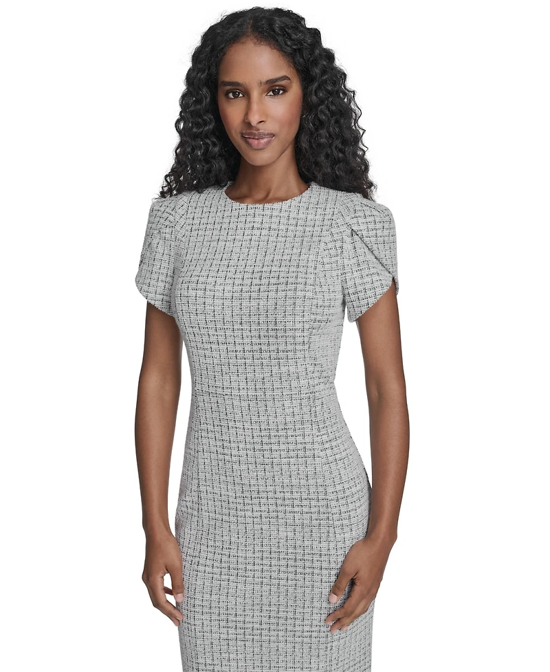 Jessica Howard Women's Tulip-Sleeve Jewel Neck Midi Dress