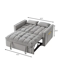 Clihome 4 in1 Loveseat Sofa Bed with Armrests & Storage Pockets, Multi-Function Tufted Pull-out Adjustable