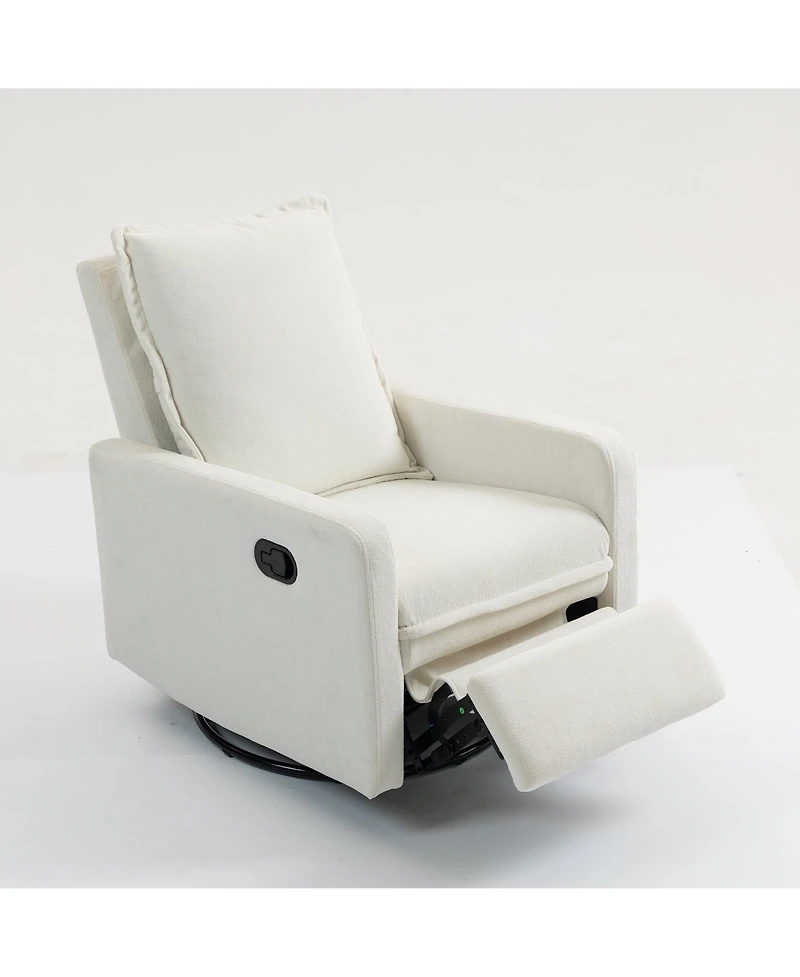 Boyel Living Short Plush Armchair Sofa Manual Button Recliner Chair, Camel