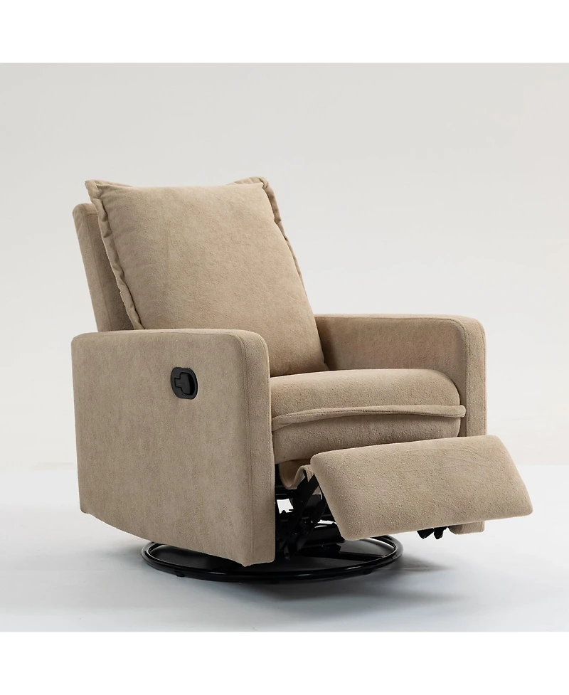 Boyel Living Short Plush Armchair Sofa Manual Button Recliner Chair, Camel