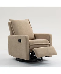 Boyel Living Short Plush Armchair Sofa Manual Button Recliner Chair, Camel