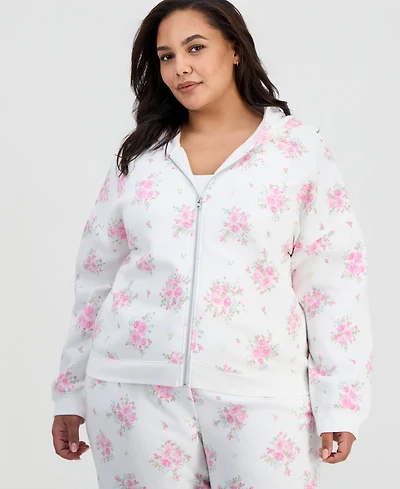 Planet Gold Trendy Plus Printed Zip-Front Hoodie