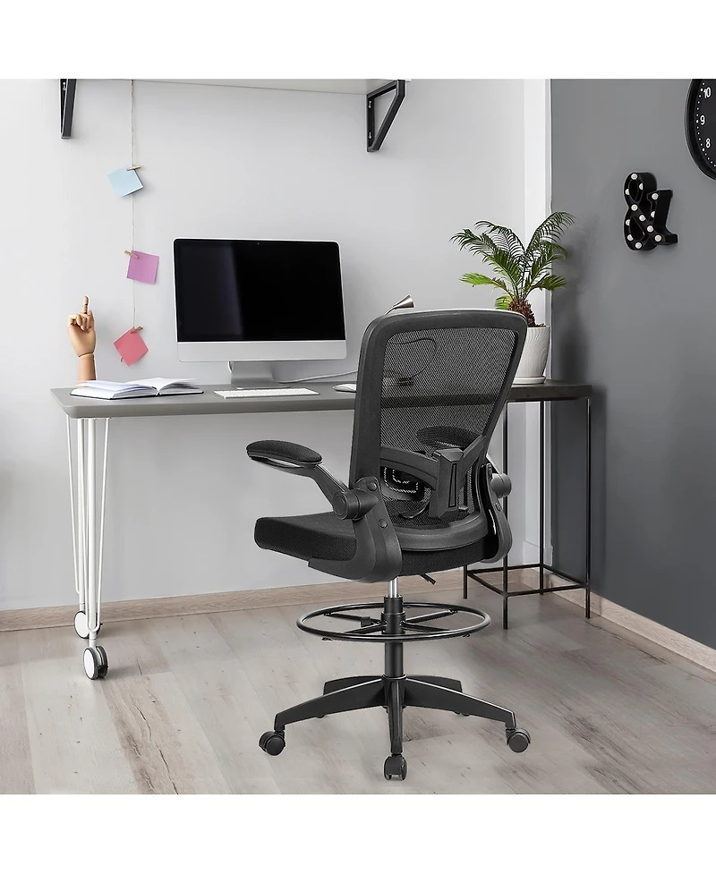 Ecooso Height Adjustable Drafting Chair with Flip Up Arms for Home Office