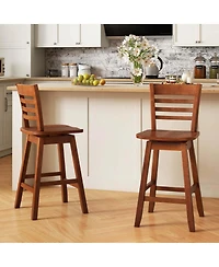 Costway 2 Pcs 24.5" Counter Height Bar Chairs Swivel Bar Stools with Hollow Backrest