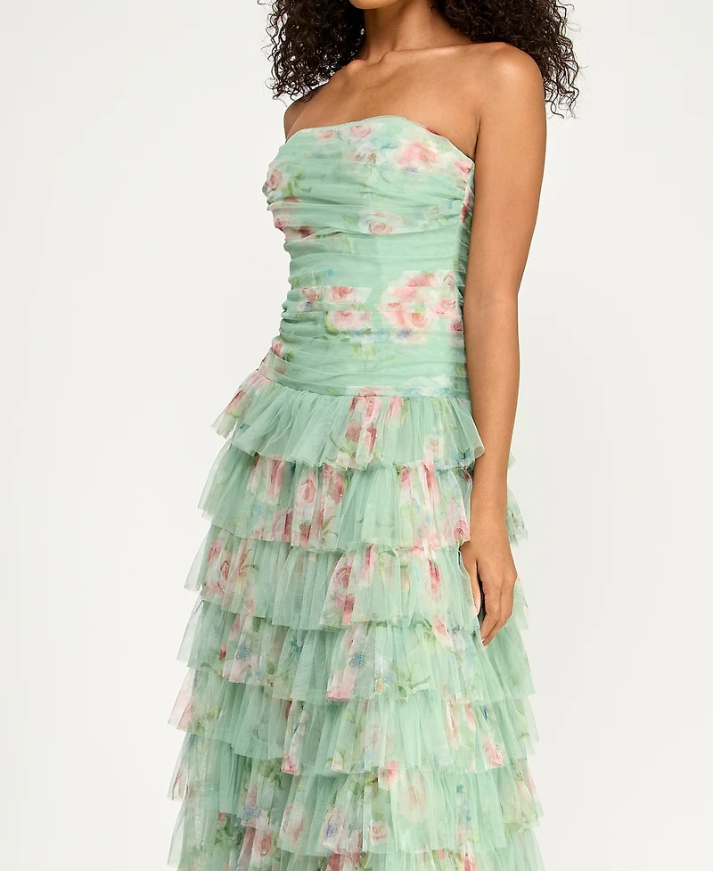 B Darlin Women's Strapless Pleated Gown