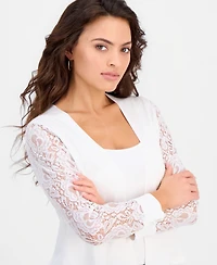 Robbie Bee Petite Lace-Sleeve Open-Front Shrug
