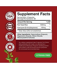 Nature's Craft Red Yeast Rice + CoQ10 Capsules, Nature's Craft, 120ct