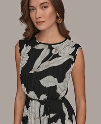 Donna Karan New York Women's Floral Crew neck Midi Dress