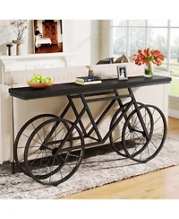 Tribesigns 70.9-Inch Extra Long Console Table, Narrow Sofa Modern Industrial Entryway Table Behind Couch Rustic Brown