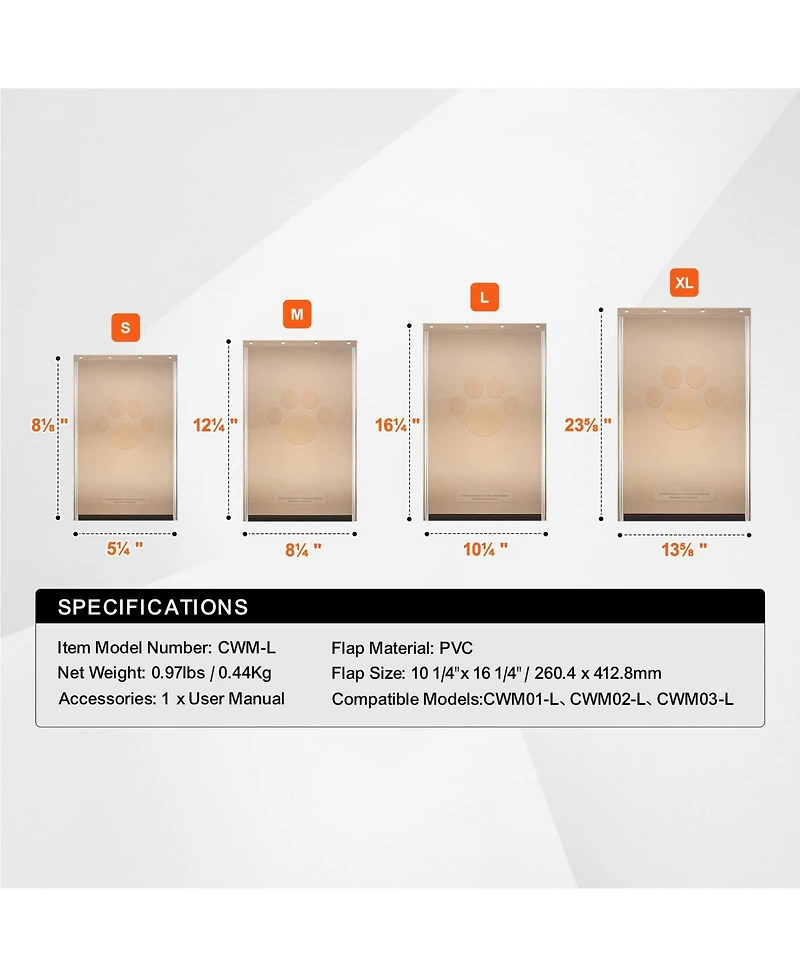 Cozito Weatherproof Pvc Replacement Pet Door Flap, Large