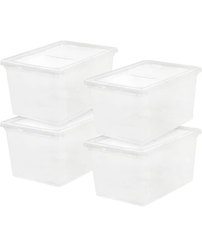 Iris Usa Storage Bins with Lids, Clear Stackable Containers, 4Pk