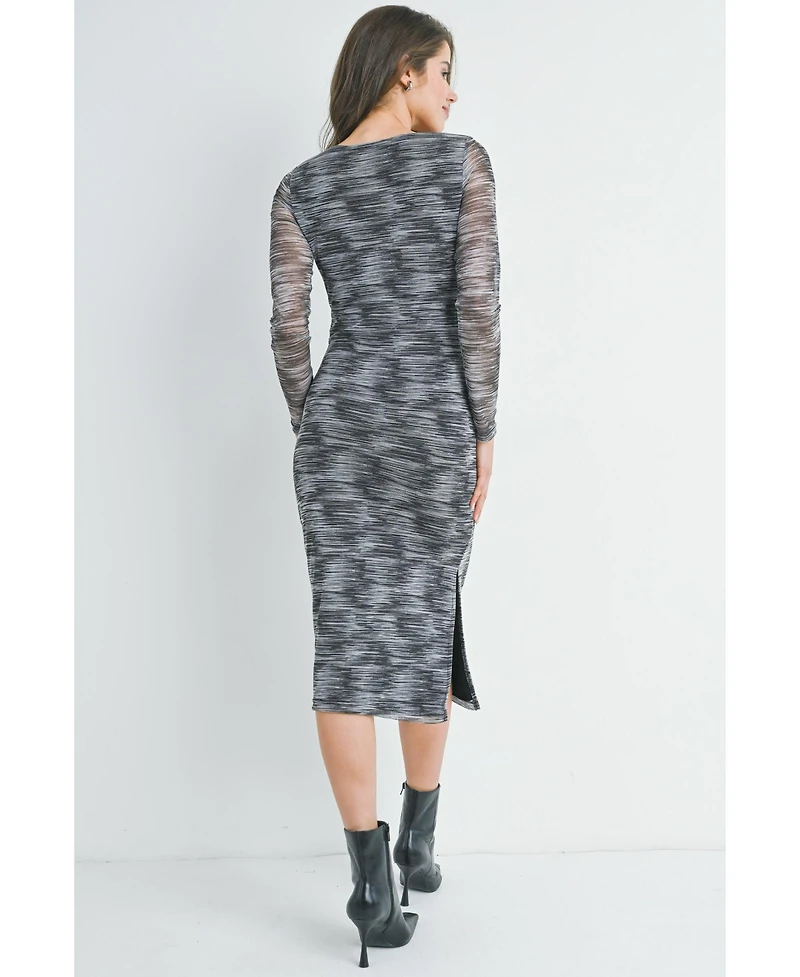 Hello Miz Maternity Long Sleeve Side Slit Scoop Neck Bodycon Dress