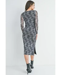 Hello Miz Maternity Long Sleeve Side Slit Scoop Neck Bodycon Dress