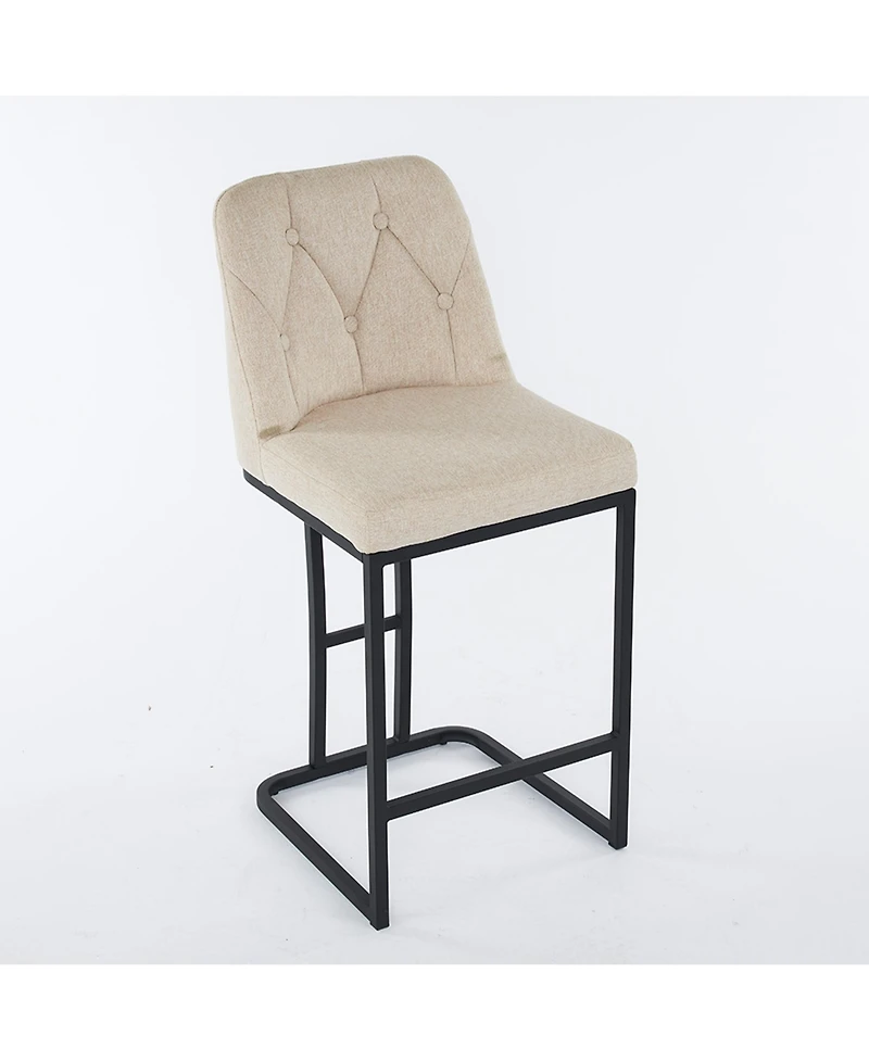 Streamdale Modern Upholstered Bar Stool, Set of 2, Beige