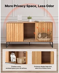 Cozito Large Wooden Litter Box Enclosure with Scratch Pad & Storage, 47.2"