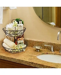 Sorbus 2-Tier Metal Countertop Fruit Basket & Bowl Stand - Stylish Storage for Kitchen & Dining