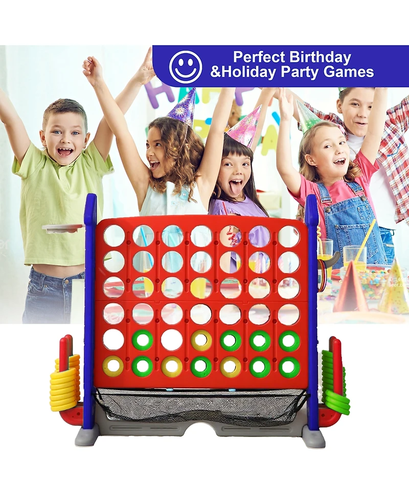 Flynama 4-in-1 Giant Game Set with Jumbo Connect 4, Basketball, Ring Toss & Golf. Adjustable, portable fun for kids & adults