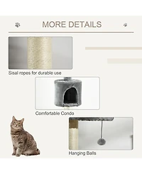 Aostirmotor 85.5" Cat Tree with Scratching Post, Hanging Balls