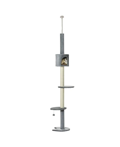 Aostirmotor 85.5" Cat Tree with Scratching Post, Hanging Balls