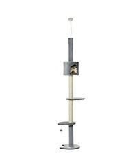 Aostirmotor 85.5" Cat Tree with Scratching Post, Hanging Balls