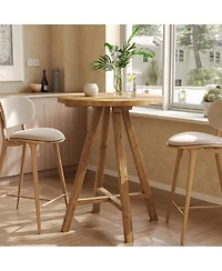Tribesigns Solid Wood 31.5" Round Dining Table for 2, Small Counter Height Kitchen Table for Living Room, Dining Room