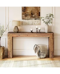 Tribesigns Solid Wood Console Table, 63-Inch Farmhouse Entryway Sofa Table Behind Couch for Living Room Hallway, Foyer