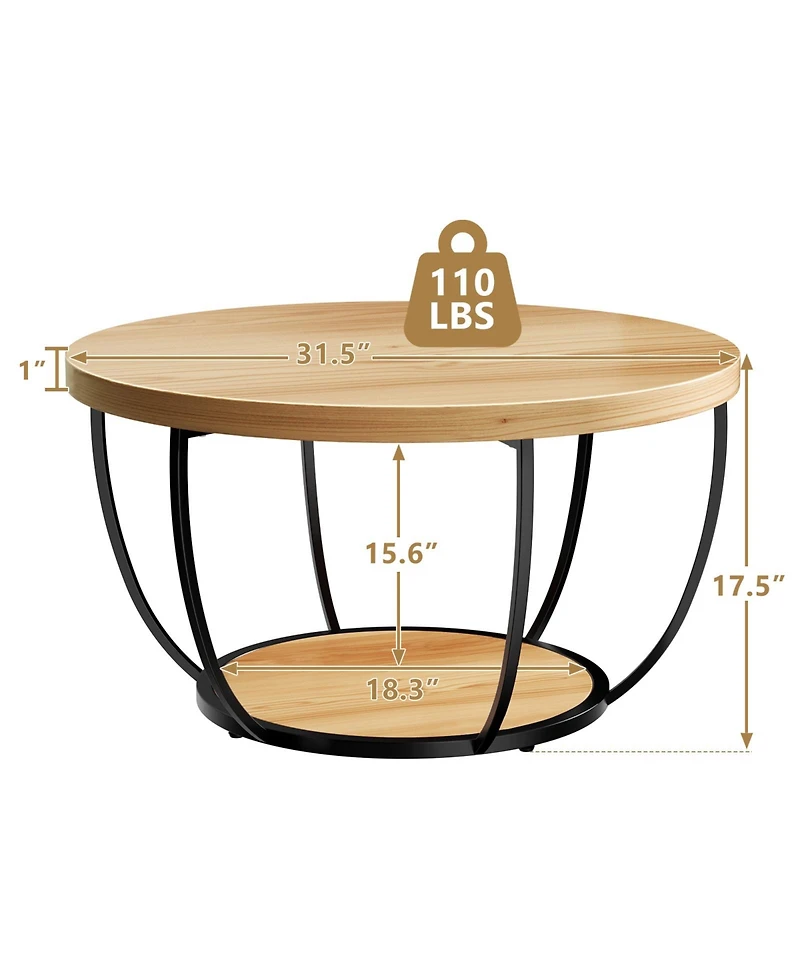 Lovmor Modern 2 Tier Round Coffee Table Space Saving Accent for Living Room