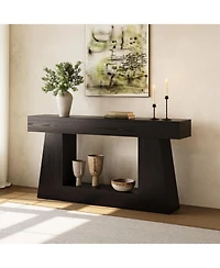 Tribesigns 63" Farmhouse Console Table with Storage, Rustic Long Sofa for Entryway & Behind Couch, Narrow Hallway