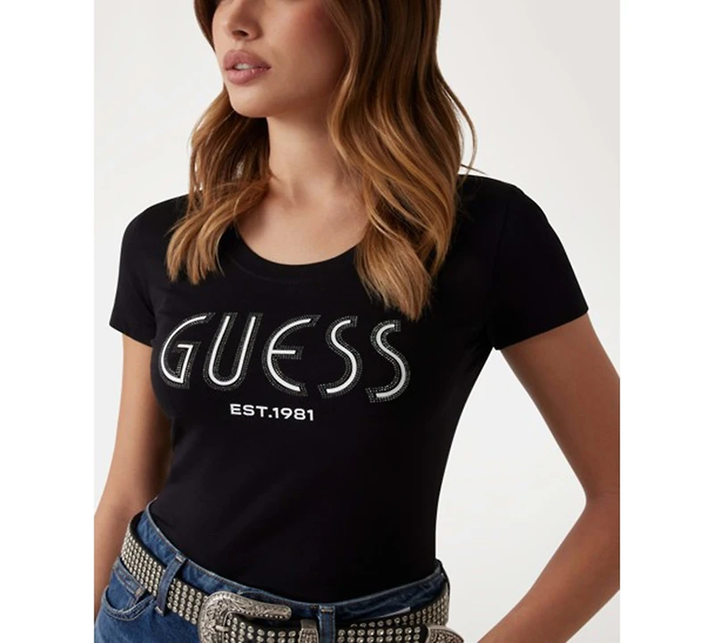 Guess Women's Short-Sleeve Crewneck Logo Tee