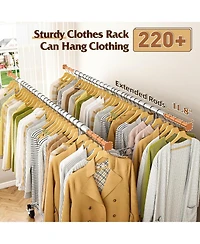 Raybee Clothes Rack Load 630LBS, Heavy Duty Clothes Rack, Rolling Clothing Racks for Hanging Clothes with Wheels, Adjustable & Commercial Garment Rack