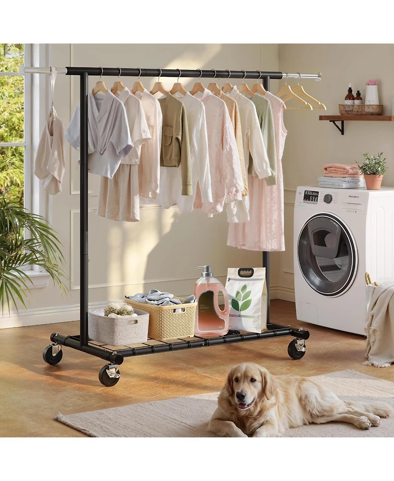 Raybee Clothing Rack for Hanging Clothes, Rolling Clothes Rack Load 250LBS, Metal Clothes Racks