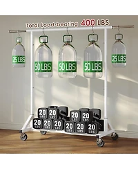 Raybee Clothes Rack, 400LBS Clothing Racks for Hanging Clothes 200+, Extendable Rolling Clothes Rack with Sturdy Wheels & Shelves, Garment Rack