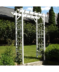 Dura-Trel Inc Dura-Trel Providence Arbor 64" x 85" Pvc Outdoor Garden Arch Trellis, White