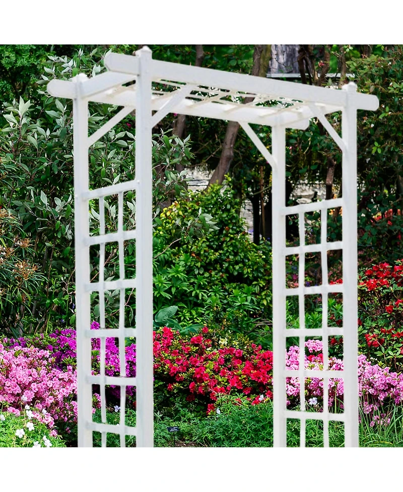 Dura-Trel Inc Dura-Trel Elmwood Arbor 57" x 84" Pvc Outdoor Garden Arch Lattice Trellis, White