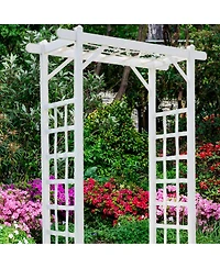 Dura-Trel Inc Dura-Trel Elmwood Arbor 57" x 84" Pvc Outdoor Garden Arch Lattice Trellis, White